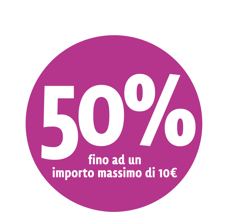 Ti rimborsiamo il 50% fino ad un massimo di 10€